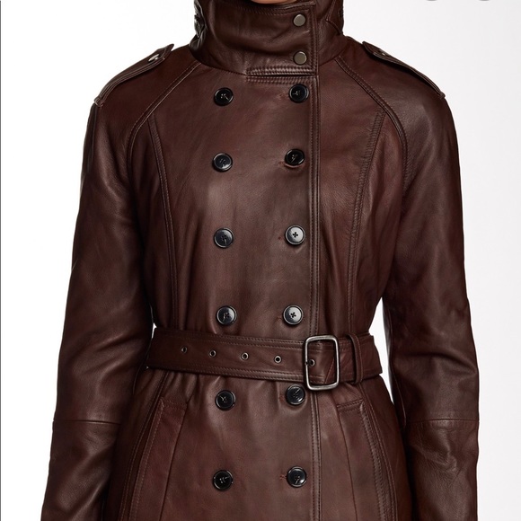 7 For All Mankind Belted Short Leather Trench - Picture 3 of 4